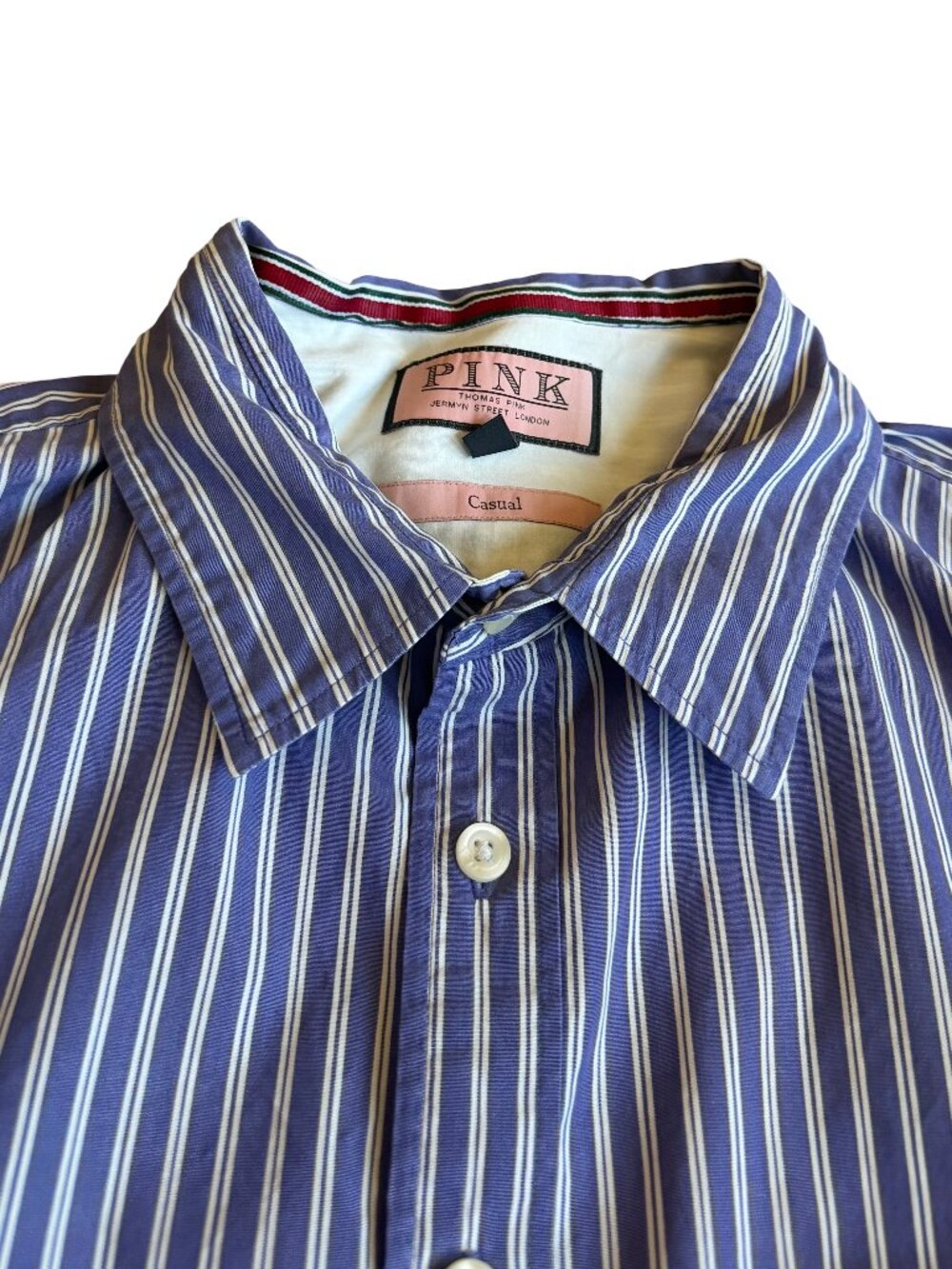 Pink Thomas Pink Purple White Stripe Dress Shirt Long Sleeve Casual Work Large